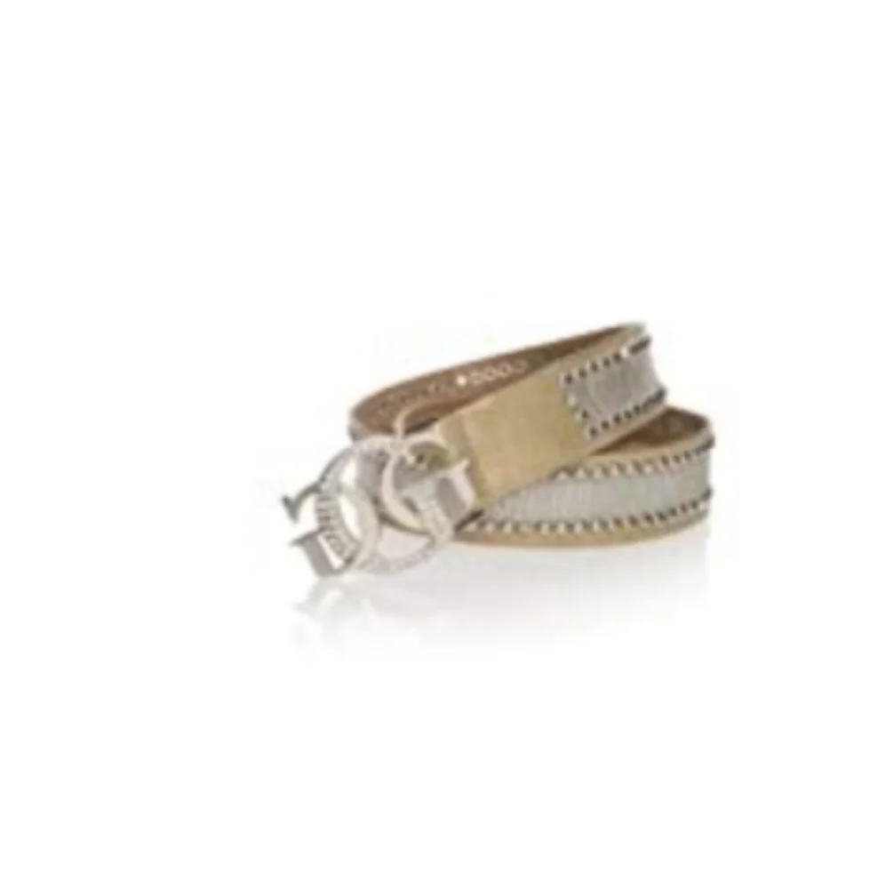 Guess Genuine Leather Gold & Silver Metallic Studded belt with Silver Buckle NEW
